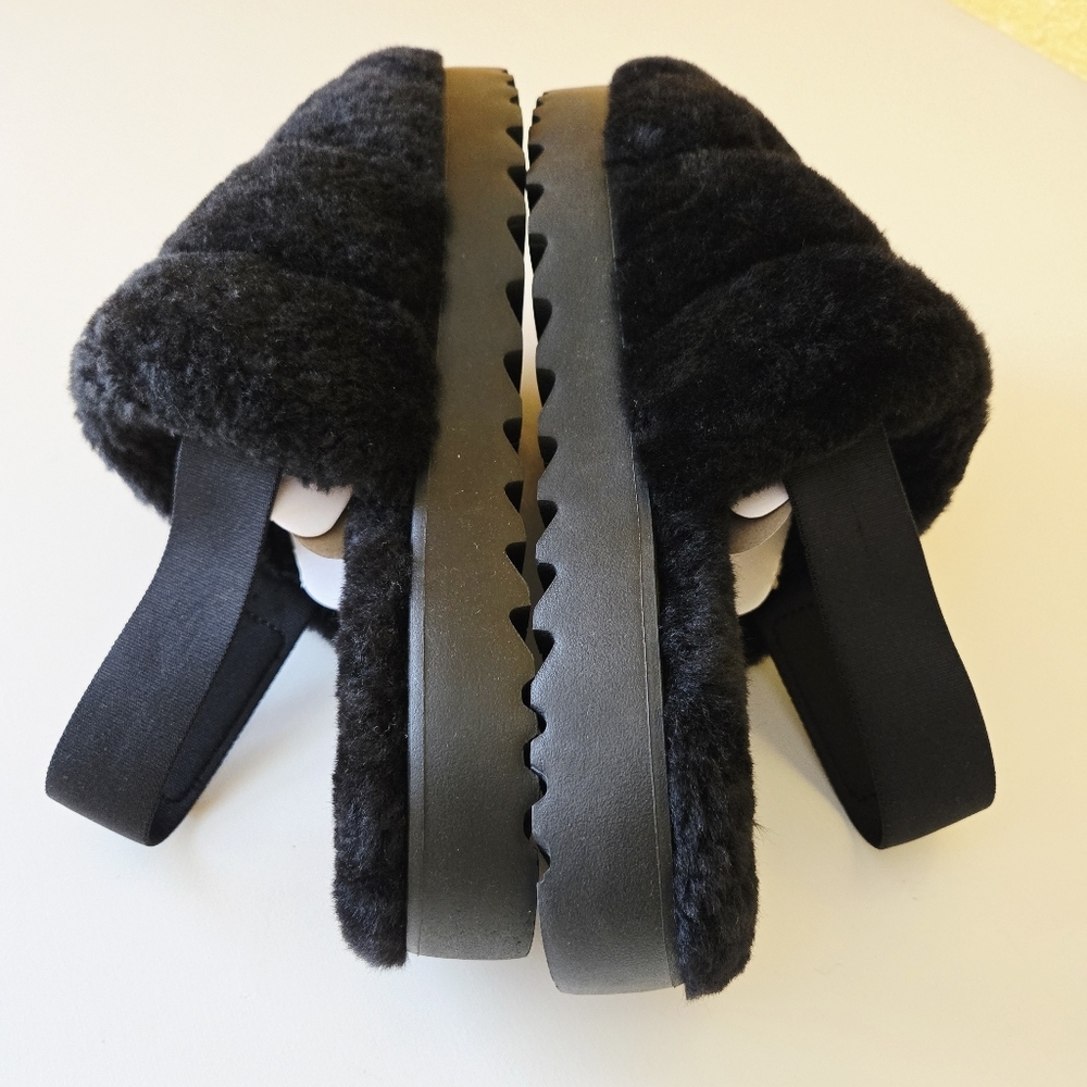 UGG SUPER FLUFF BLACK SLIDE SHEEPSKIN CLOSED TOE MULE SLIPPERS SIZE US 10 WOMEN - Picture 9 of 16